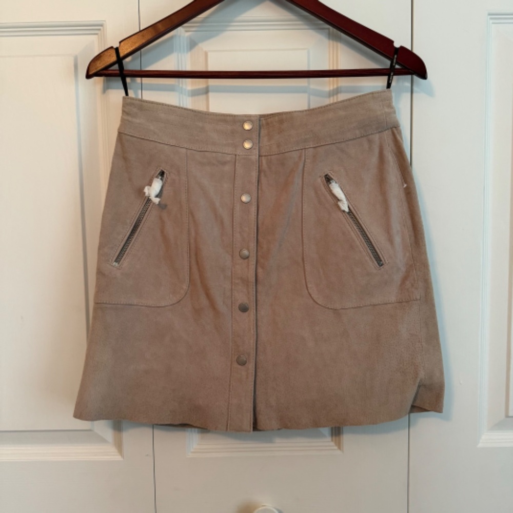 BLANKNYC Real Suede Snap front Mini Skirt Size:26 BLUSH